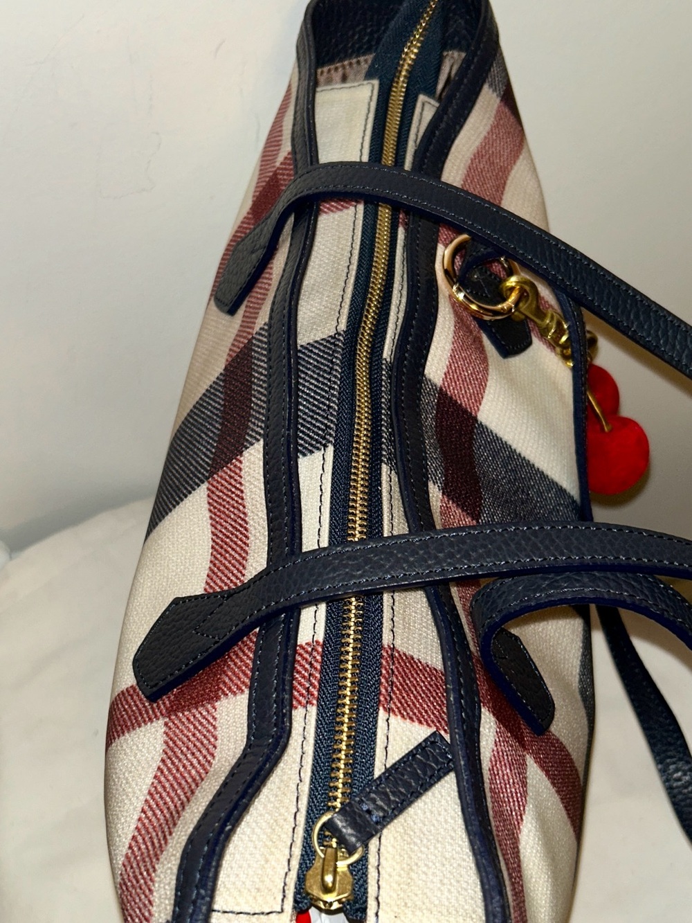 Blue Label Crest bridge (Burberry) Tote Bag with Cherry Charm. Like New! - Picture 8 of 14
